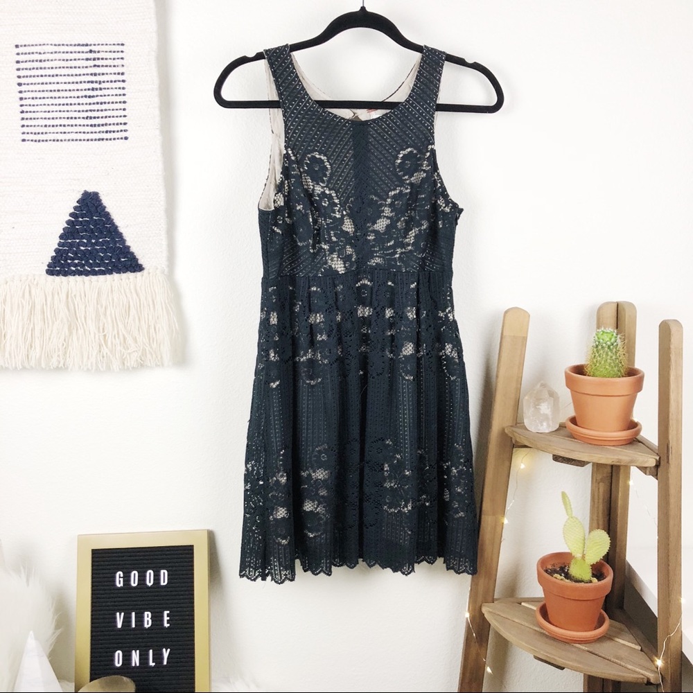 FREE PEOPLE • Black Lace Dress